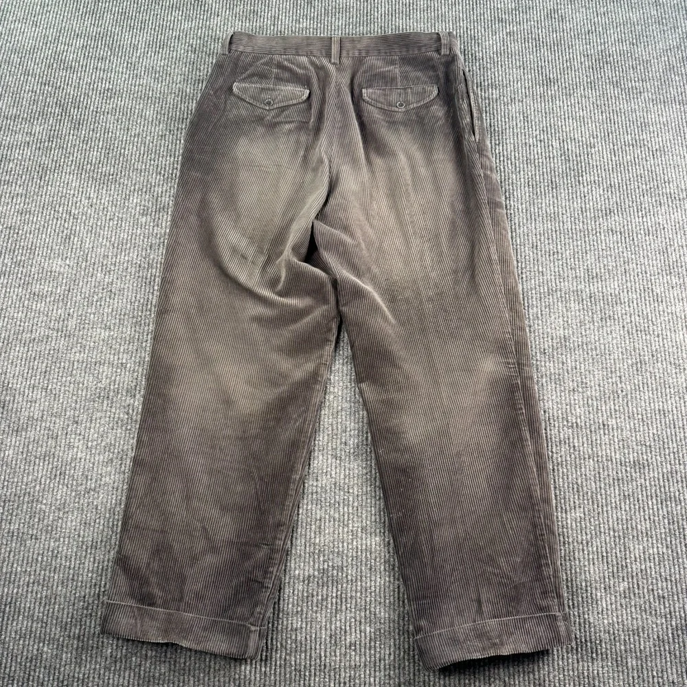 Vintage Banana Republic Pants Men 35x28 Gray Corduroy Pleated Cuffed Smithfield